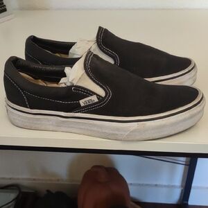 Vans Black and White Slip-On Shoes Sz 7.5